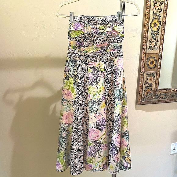 Nanette Lepore Silk Floral Strapless Dress - Picture 3 of 12